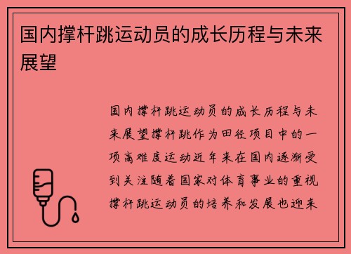 国内撑杆跳运动员的成长历程与未来展望